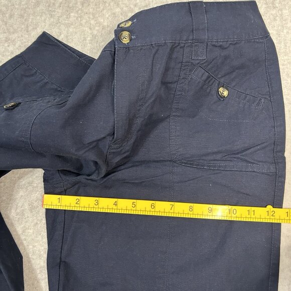 CHRISTOPHER & BANKS Capris Womens 10 Navy Cotton Linen Adjustable Length Crop - Picture 7 of 11